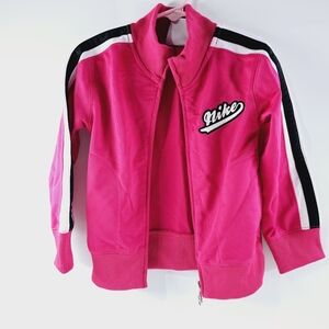 Nike Girls Size 4 Pink Black White Zip-up Casual Light Weight Activewear Jacket